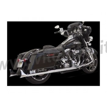 SCARICHI SILENZIATORI SLIP-ON CROMATI BASSANI FISHTAIL PER  HARLEY DAVIDSON TOURING '95-'16