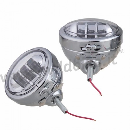 FARI AUSILIARI ANTERIORI A LED OMOLOGATI CROMATI DA 120 MM PER MOTO E HARLEY DAVIDSON
