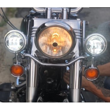 FARI AUSILIARI ANTERIORI A LED OMOLOGATI CROMATI DA 120 MM PER MOTO E HARLEY DAVIDSON