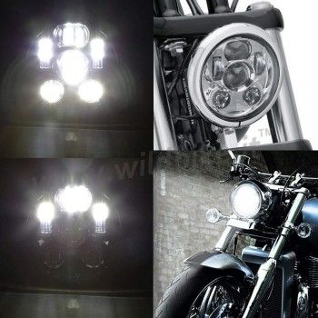 CORPO FARO FANALE ANTERIORE A 6 LED OMOLOGATO 5.75 SUPERLIGHT CROMATO PER HARLEY DAVIDSON FXD DYNA '97-'17