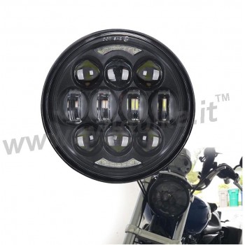 PARABOLA GRUPPO OTTICO FARO ANTERIORE A 12 LED EMC OMOLOGATO 5.75 SUPERLIGHT NERO PER MOTO
