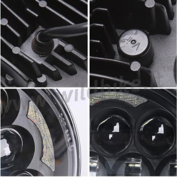 PARABOLA GRUPPO OTTICO FARO ANTERIORE A 12 LED EMC OMOLOGATO 5.75 SUPERLIGHT NERO PER MOTO