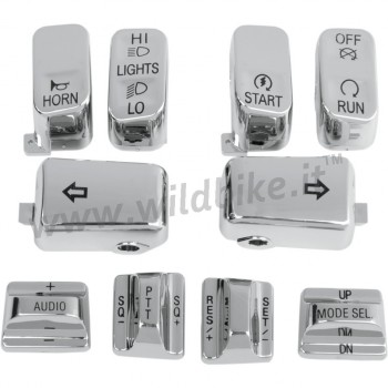 KITS DE CAP INTERRUPTEUR 10 PIECES CHROME HARLEY DAVIDSON FLH FLT TOURING 1996-2013