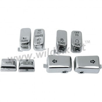 SWITCH CAP KITS 8 PIECES CHROME FOR HARLEY DAVIDSON FLH FLT TOURING 1996-2013