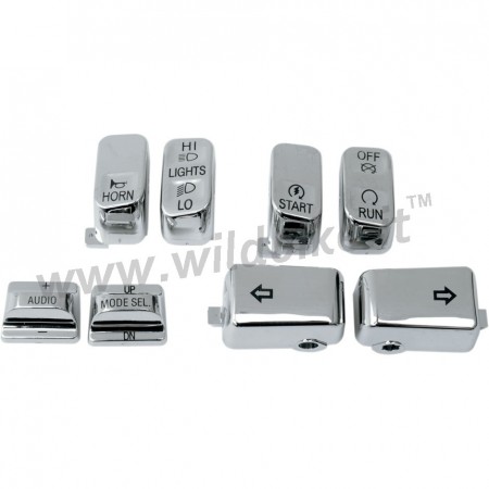 SWITCH CAP KITS 8 PIECES CHROME FOR HARLEY DAVIDSON FLH FLT TOURING 1996-2013