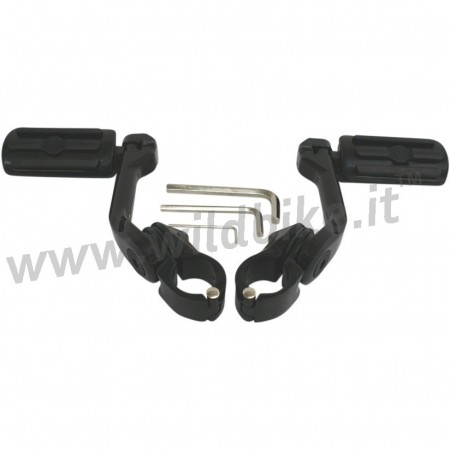 PEDANE RIBBED 5" REGOLABILI NERE PER TUBI 1-1/4" PARAMOTORE MOTO E HARLEY DAVIDSON