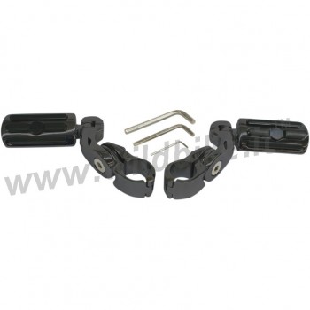 BLACK RIBBED 2.5" FOOTPEGS FOR ENGINE GUARD 1-1/4" HARLEY DAVIDSON AND MOTORCYCLES