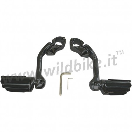 BLACK TAPERED RIBBED 5" FOOTPEGS FOR ENGINE GUARD 1-1/4" HARLEY DAVIDSON AND MOTORCYCLES