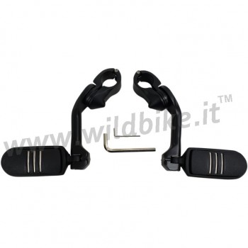 REPOSE-PIED CUSTOM 5"  NOIR POUR TUBE PROTECTEURE DE MOTEUR 1-1/4" HARLEY DAVIDSON ET MOTO