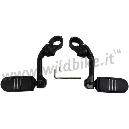 REPOSE-PIED CUSTOM 5"  NOIR POUR TUBE PROTECTEURE DE MOTEUR 1-1/4" HARLEY DAVIDSON ET MOTO