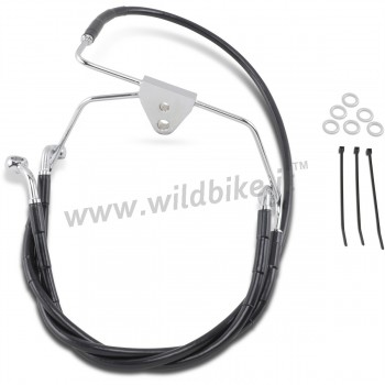 TUBI FRENO ANTERIORE IN ACCIAIO NERO ESTESO + 4" HARLEY DAVIDSON FLH TOURING '96-07