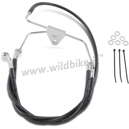 TUBI FRENO ANTERIORE IN ACCIAIO NERO ESTESO + 4" HARLEY DAVIDSON FLH TOURING '96-07