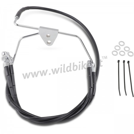 FRONT BRAKE LINE KIT BLACK VINYL/STEEL EXTENDED BLACK + 8 " HARLEY DAVIDSON FLH TOURING '96-07