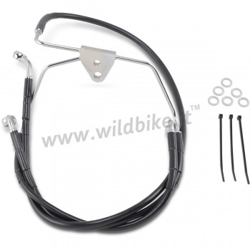 KIT DE CONDUITE FREIN AVANT NOIR VINYLE/ACIER EXTENSION NOIR + 10" HARLEY DAVIDSON FLH TOURING '96-07