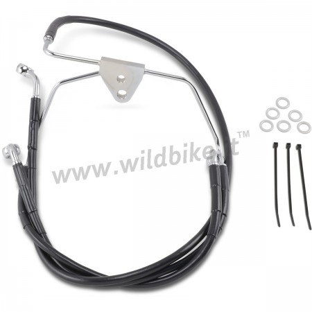 BREMSLEITUNGSSATZ VORNE SCHWARZ VINYL/STAHL VERLÄNGERT SCHWARZ + 10 " HARLEY DAVIDSON FLH TOURING '96-07
