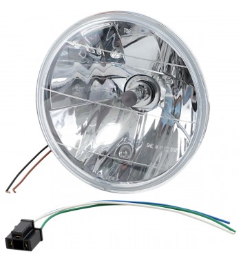 PHARE HALOGEN INTERNAL 7" H4 55/60 W POUR MOTO CUSTOM ET HARLEY DAVIDSON