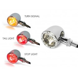 INDICATEURS CLIGNOTANTS ARRIERE CHROMEE CREE LED MULTIFONCTION POUR MOTO CUSTOM ET HARLEY DAVIDSON