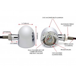INDICATORI FRECCE POSTERIORI MULTIFUNZIONE CROMATE CREE LED PER MOTO CUSTOM E HARLEY DAVIDSON