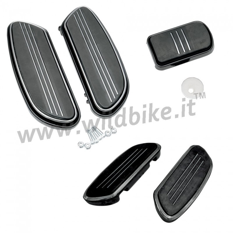 KIT PLANCHERS REPOSE-PIED NOIR CONDUCTEUR-PASSAGER COMFORT POUR HARLEY DAVIDSON FLH/FLT TOURING '93 -'16