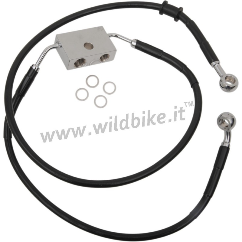 TUBI FRENI CON ABS ANTERIORI ESTESI + 10" IN ACCIAIO NERO HARLEY DAVIDSON XL 1200X FORTY EIGHT '14-'19