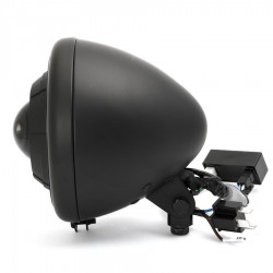 PHARE CENTRAL FISH EYE NOIR MAT DE 5,5" ANNEAU LED POUR MOTOCYCLETTE ET HARLEY DAVIDSON