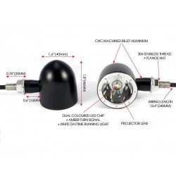 KIT OF BULLET MULTIFUNCTION INDICATORS CNC1 CREE LED BLACK MOTORCYCLE CUSTOM AND HARLEY DAVIDSON