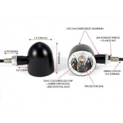 KIT OF BULLET MULTIFUNCTION INDICATORS CNC1 CREE LED BLACK MOTORCYCLE CUSTOM AND HARLEY DAVIDSON
