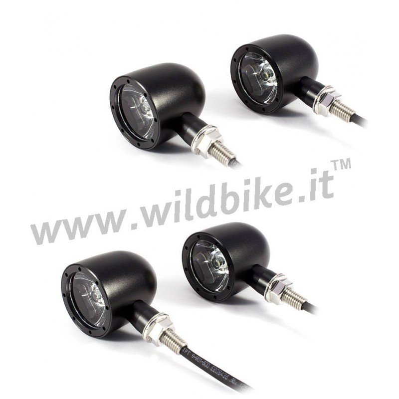 KIT OF BULLET MULTIFUNCTION INDICATORS CNC2 CREE LED BLACK MOTORCYCLE CUSTOM AND HARLEY DAVIDSON