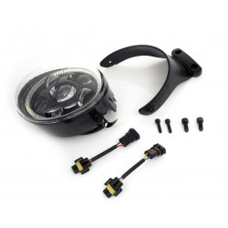 SCHEINWERFER LED FRONT EU GENEMIGHT SUPERLIGHT ANGEL EYE SCHWARZ MIT HALTERUNG HARLEY DAVIDSON V-ROD