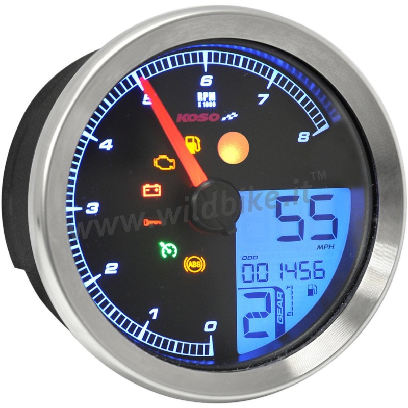 MULTIMETER LCD TACHOMETER KOSO HD-01 CHROM FÜR HARLEY DAVIDSON FXS/FLS SOFTAIL '11-'17
