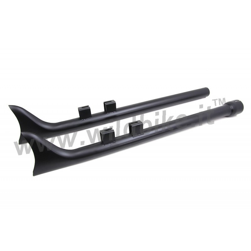 EXHAUSTS MUFFLER SLIP-ON WYATT FISHTAIL 33" FLAT BLACK HARLEY DAVIDSON FLH/FLT TOURING 17-24