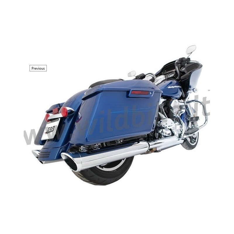 EXHAUST MUFFLERS TAB SLIP-ON 4" B.A.M. CHROME HARLEY DAVIDSON FLH FLT TOURING 1995-2016