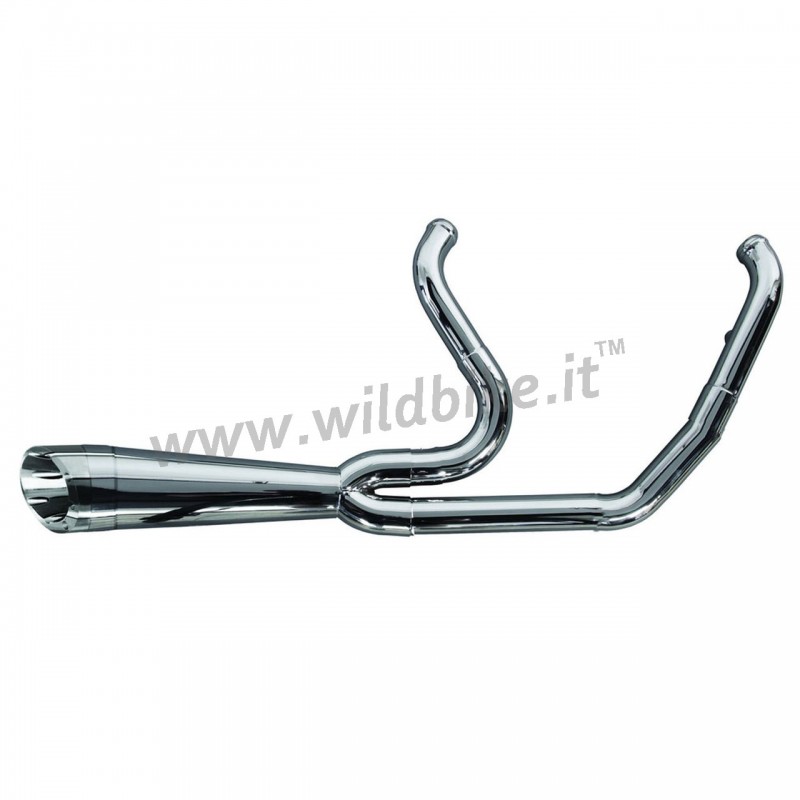 AUSPUFF 2-INTO-1 TBR SHORTY TURN-OUT INOX GLANZ HARLEY DAVIDSON FLFB FXBR FXDR SOFTAIL 18-21