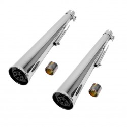 EXHAUSTS MUFFLERS SET SLIP-ON 60 CM WIDE CHROME FOR MOTORCYCLES