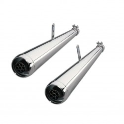 SET SILENCIEUX D'ÉCHAPPEMENTS UNIVERSEL SLIP-ON 70 CM WIDE CHROME POUR MOTOCYCLETTES
