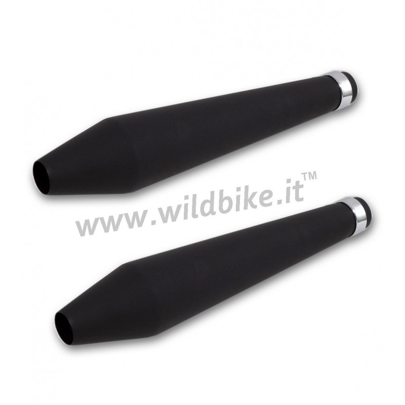 EXHAUSTS MUFFLERS SET SLIP-ON 48 CM TAPERED BLACK FOR MOTORCYCLES