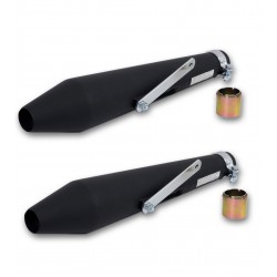 AUSPUFFSCHALLDÄMPFER SET UNIVERSAL SLIP-ON 48 CM TAPERED SCHWARZEN FÜR MOTORRÄDER