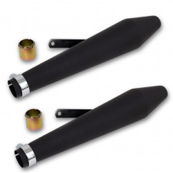 EXHAUSTS MUFFLERS SET SLIP-ON 48 CM TAPERED BLACK FOR MOTORCYCLES