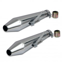 AUSPUFFSCHALLDÄMPFER SET UNIVERSAL SLIP-ON 48 CM TAPERED VERCHROMT FÜR MOTORRÄDER
