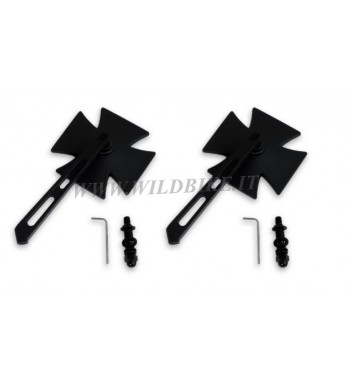 SPECCHIETTI A CROCE MALTESE NERI PER HARLEY DAVIDSON E MOTO CUSTOM