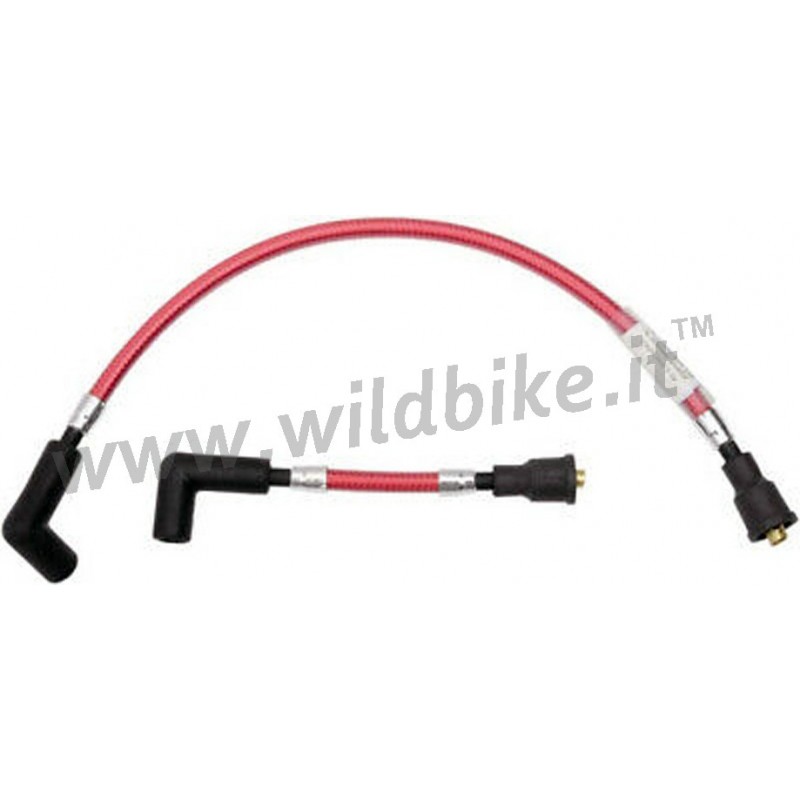 CAVI MAGNUM IN TRECCIA ACCIAIO ROSSI PER CANDELE DA 8 MM. SET PER HARLEY DAVIDSON FXD DYNA 99-17