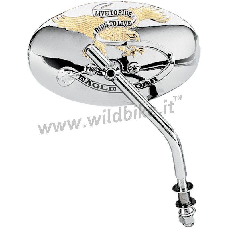 CUSTOM OVAL SPIEGEL VERGOLDETEM FRIES LIVE TO RIDE FÜR HARLEY DAVIDSON