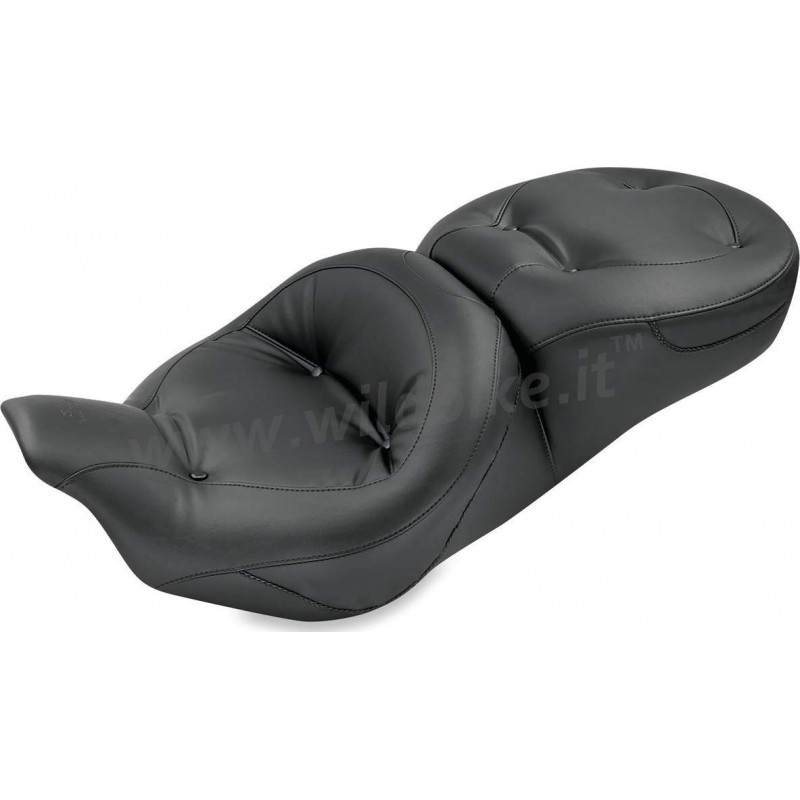 SELLA IN PELLE 2-UP MUSTANG REGAL PILLOW™ NERA HARLEY DAVIDSON FLH FLT TOURING 08-20