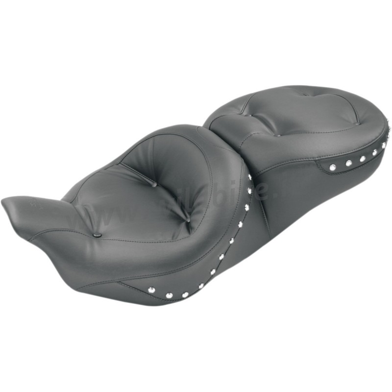 SELLA IN PELLE 2-UP MUSTANG REGAL PILLOW™ BORCHIATA NERA HARLEY DAVIDSON FLH FLT TOURING 08-20