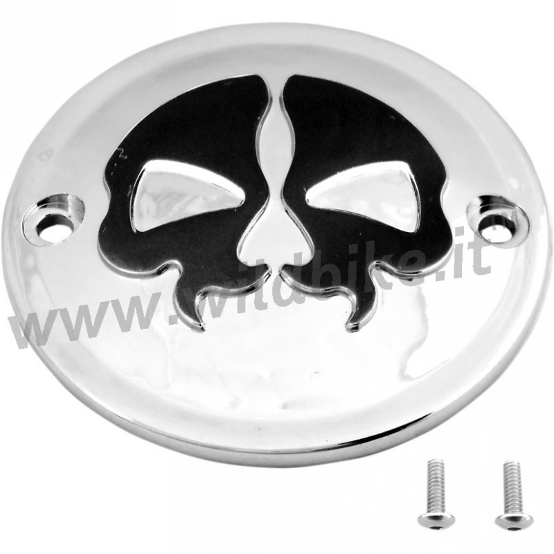 COPERCHIO ISPEZIONE ANTICIPO TESCHIO DIVISO CROMATO NERO HARLEY DAVIDSON XL SPORTSTER 04-21