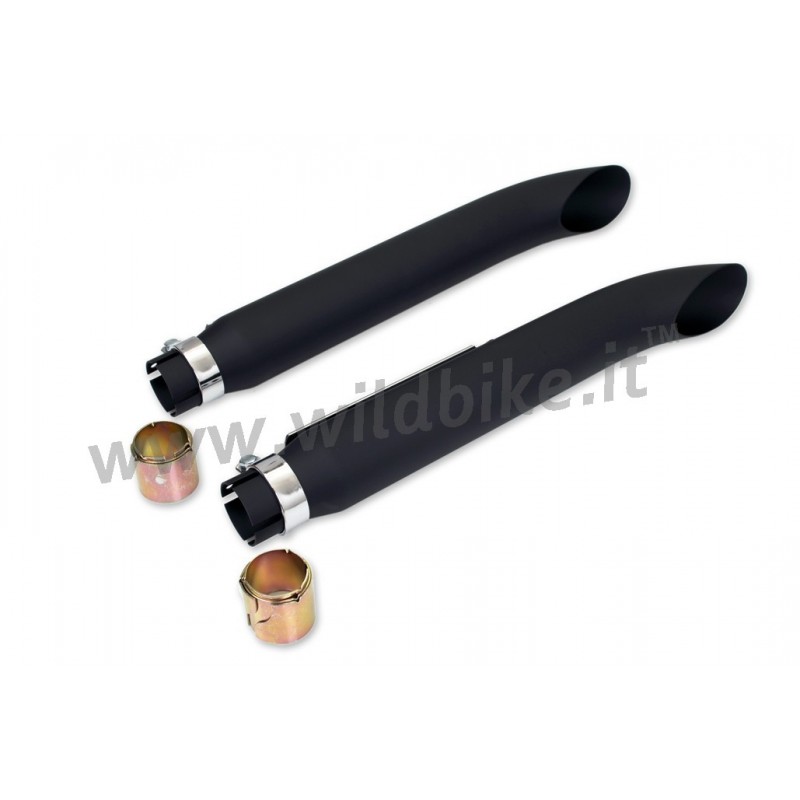 SCARICHI MARMITTE UNIVERSALI SET SLIP ON TURN OUT CURVI 50 CM NERI PER MOTO CUSTOM