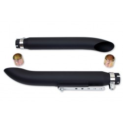 BLACK EXHAUSTS MUFFLERS SET SLIP ON UNIVERSAL TURN-OUT 50 CM FOR MOTORCYCLES CUSTOM