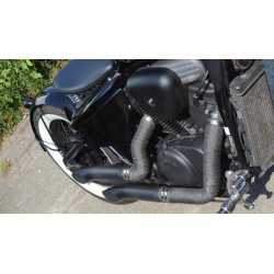 SCARICHI MARMITTE UNIVERSALI SET SLIP-ON TURN OUT CURVI 50 CM NERI PER MOTO CUSTOM