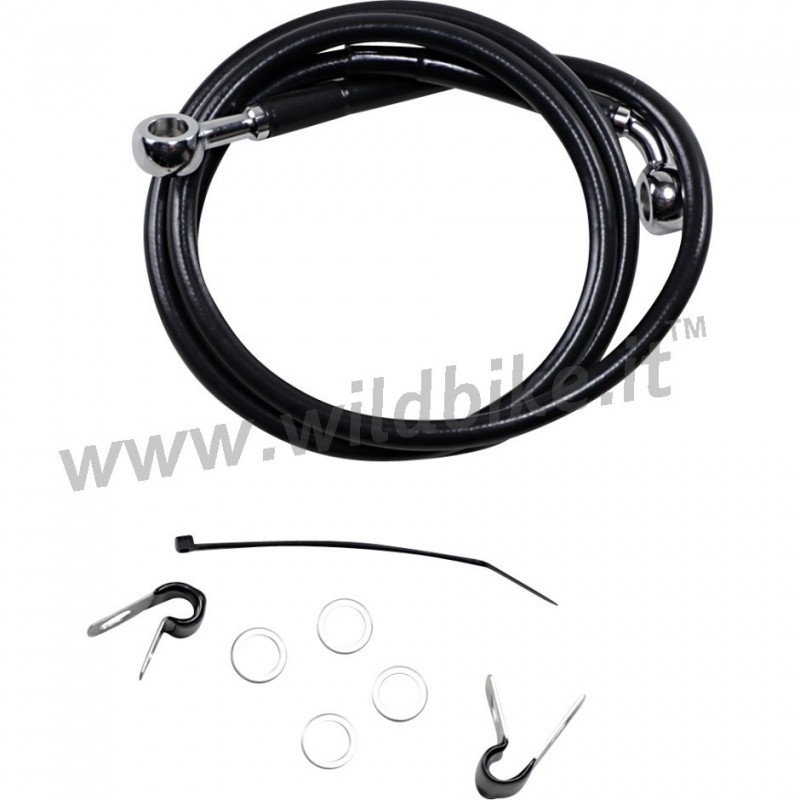 TUBI FRENO ANTERIORE IN ACCIAIO NERO ESTESO + 10" HARLEY DAVIDSON XL SPORTSTER 04-08