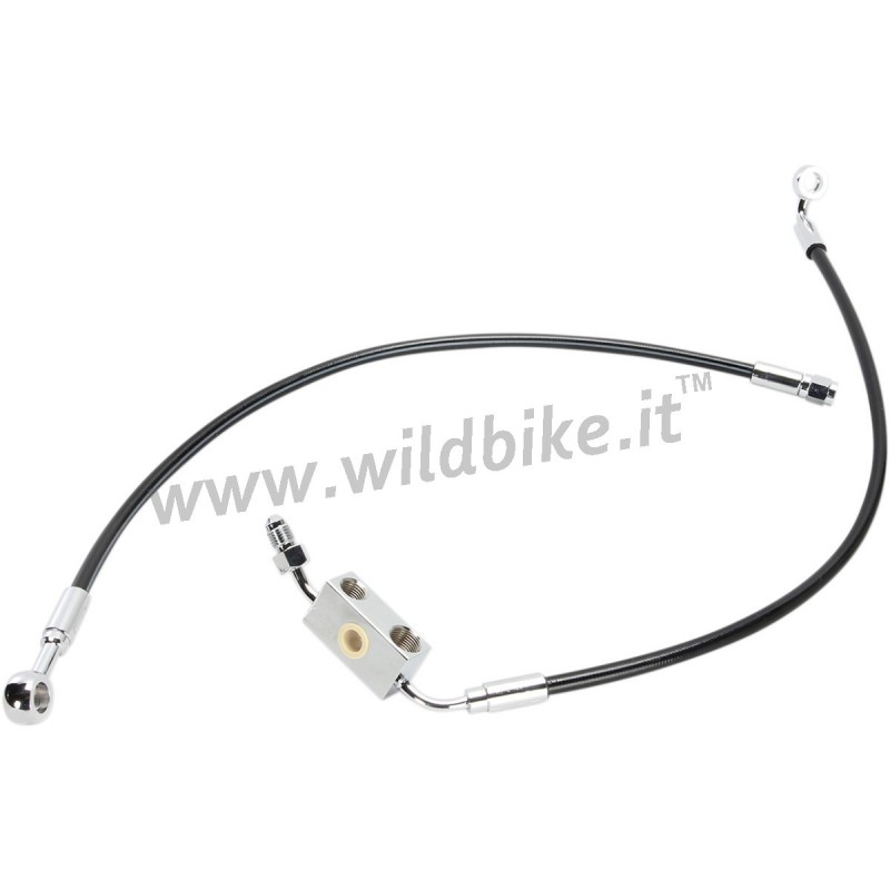 TUBI FRENI ABS ANTERIORI AERONAUTICI ESTESI 25" IN ACCIAIO NERO HARLEY DAVIDSON XL SPORTSTER 14-21